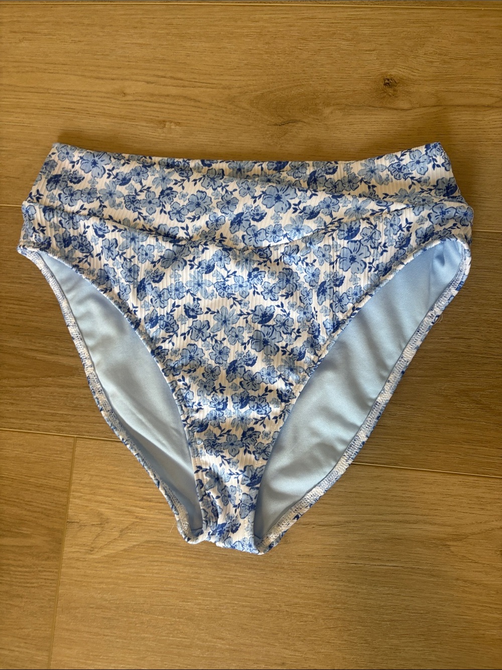 Hollister Blue Floral High-Waist Bikini Bottom